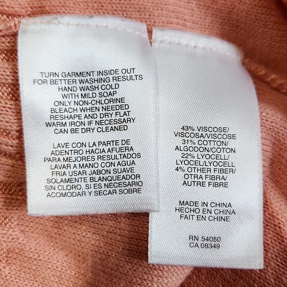 Jones New York Womens Salmon Colored Sweater Size 2X Lightweight Button Front - Picture 9 of 10